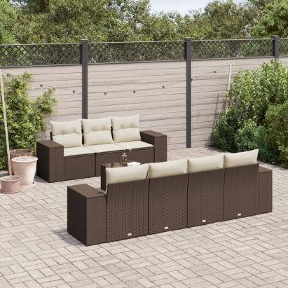 Set canapele de grădină cu perne, 8 piese, maro, poliratan GartenMobel Dekor