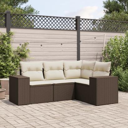 Set canapele de grădină, 4 piese, cu perne, maro poliratan maro GartenMobel Dekor