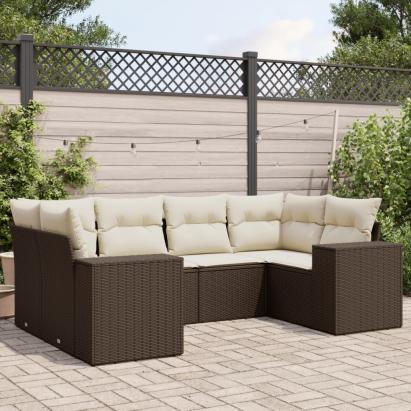 Set canapele de grădină cu perne, 6 piese, maro, poliratan GartenMobel Dekor
