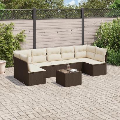 Set canapele de grădină cu perne, 8 piese, maro, poliratan GartenMobel Dekor