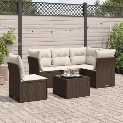 Set canapele de grădină cu perne, 6 piese, maro, poliratan GartenMobel Dekor