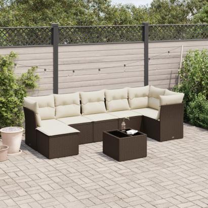 Set canapele de grădină cu perne, 8 piese, maro, poliratan GartenMobel Dekor