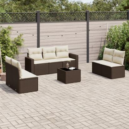 Set canapele de grădină cu perne, 8 piese, maro, poliratan GartenMobel Dekor