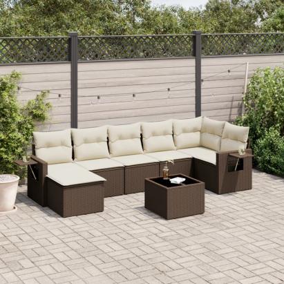 Set canapele de grădină cu perne, 8 piese, maro, poliratan GartenMobel Dekor
