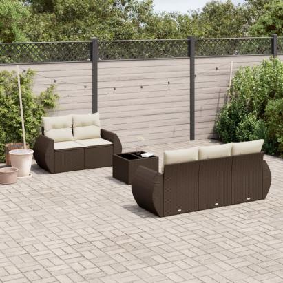 Set canapele de grădină cu perne, 6 piese, maro, poliratan GartenMobel Dekor