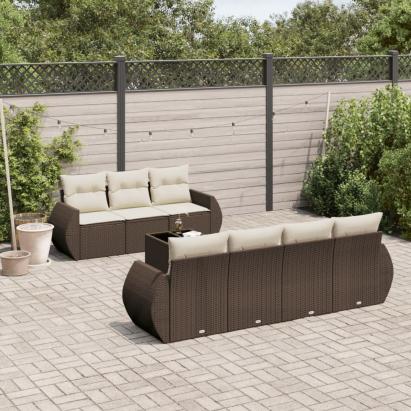 Set canapele de grădină cu perne, 8 piese, maro, poliratan GartenMobel Dekor