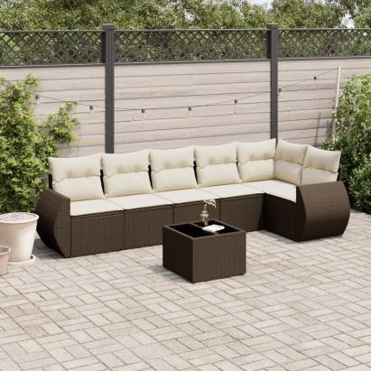 Set canapele de grădină cu perne, 7 piese, maro, poliratan GartenMobel Dekor