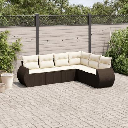 Set canapele de grădină cu perne, 6 piese, maro, poliratan GartenMobel Dekor