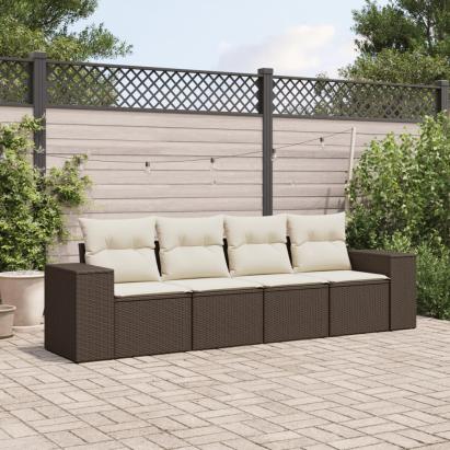 Set canapele de grădină, 4 piese, cu perne, maro poliratan maro GartenMobel Dekor