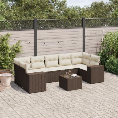 Set canapele de grădină cu perne, 8 piese, maro, poliratan GartenMobel Dekor