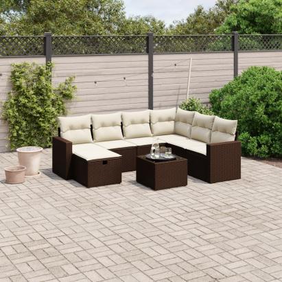 Set canapele de grădină cu perne, 8 piese, maro, poliratan GartenMobel Dekor