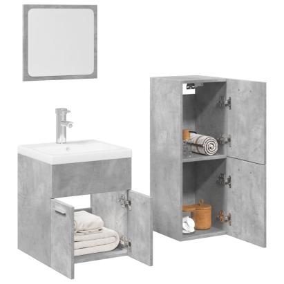 Set mobilier de baie, 3 piese, gri beton, lemn compozit GartenMobel Dekor