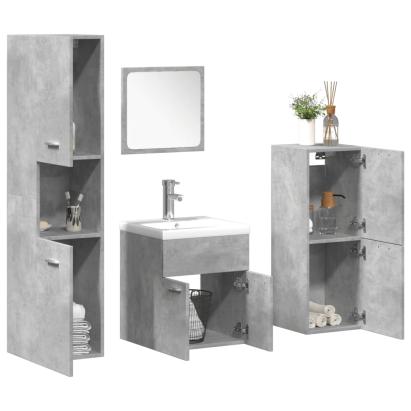 Set mobilier de baie, 5 piese, gri beton, lemn prelucrat GartenMobel Dekor