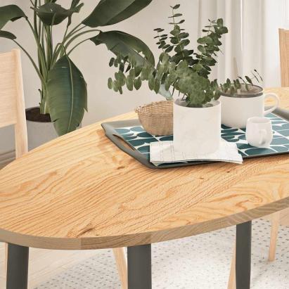 Blat de masă 120x60x2 cm lemn masiv de stejar oval GartenMobel Dekor