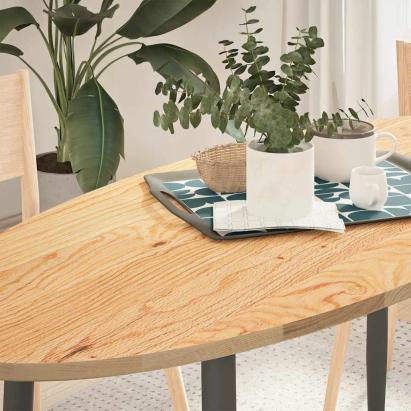 Blat de masă 140x60x2 cm lemn masiv de stejar oval GartenMobel Dekor