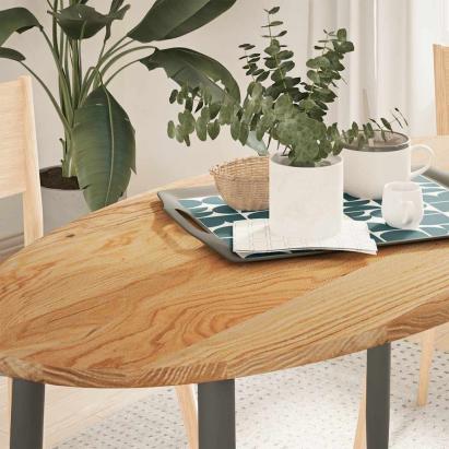 Blat de masă maro deschis 120x60x2 cm lemn masiv de stejar oval GartenMobel Dekor