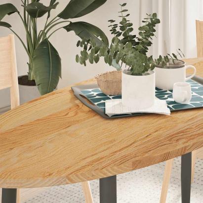 Blat de masă maro deschis 140x60x2 cm lemn masiv de stejar oval GartenMobel Dekor