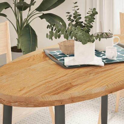 Blat de masă maro deschis 120x60x4 cm lemn masiv de stejar oval GartenMobel Dekor