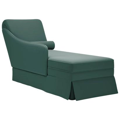 Sezlong cu suport și cotieră dreaptă catifea verde închis GartenMobel Dekor