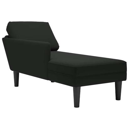 Șezlong cu pernă și cotieră dreaptă, negru, catifea GartenMobel Dekor