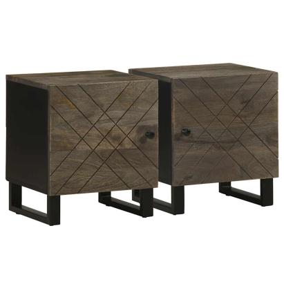 Noptiere, 2 buc., negru, 40x33x46 cm, lemn masiv de mango GartenMobel Dekor