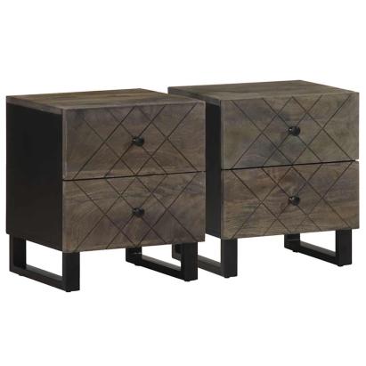 Noptiere, 2 buc., negru, 40x33x46 cm, lemn masiv de mango GartenMobel Dekor