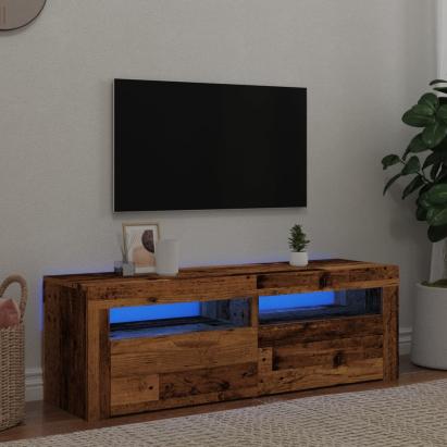 Dulap TV cu lumini LED lemn vechi 120x35x40 cm lemn prelucrat GartenMobel Dekor