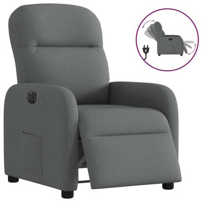 Fotoliu rabatabil electric, gri închis, material textil GartenMobel Dekor