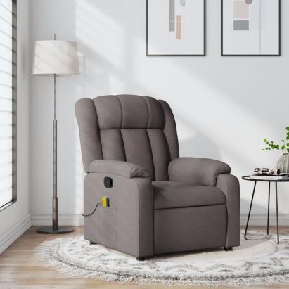 Fotoliu de masaj rabatabil, gri taupe, material textil GartenMobel Dekor
