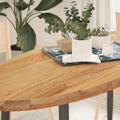 Blat de masă maro deschis 140x60x4 cm lemn masiv de stejar oval GartenMobel Dekor