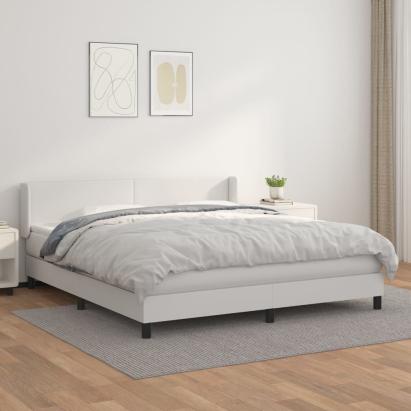 Pat box spring cu saltea, alb, 180x200 cm, piele ecologică GartenMobel Dekor