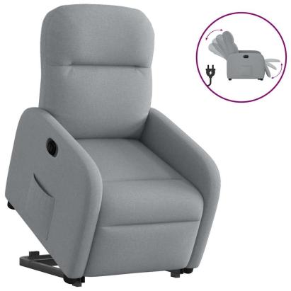 Fotoliu electric rabatabil cu ridicare, gri deschis, textil GartenMobel Dekor