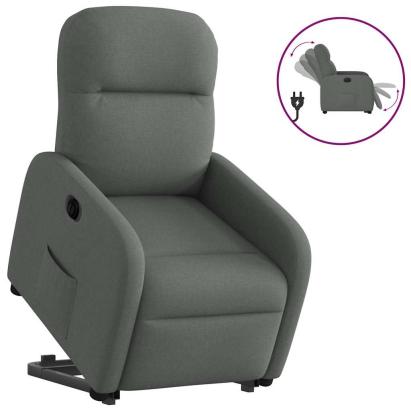 Fotoliu electric rabatabil cu ridicare, gri închis, textil GartenMobel Dekor