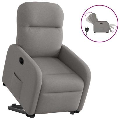 Fotoliu electric rabatabil cu ridicare, gri taupe, textil GartenMobel Dekor