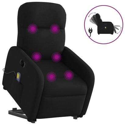 Fotoliu electric de masaj rabatabil cu ridicare, negru, textil GartenMobel Dekor