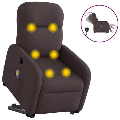 Fotoliu electric masaj rabatabil cu ridicare maro închis textil GartenMobel Dekor