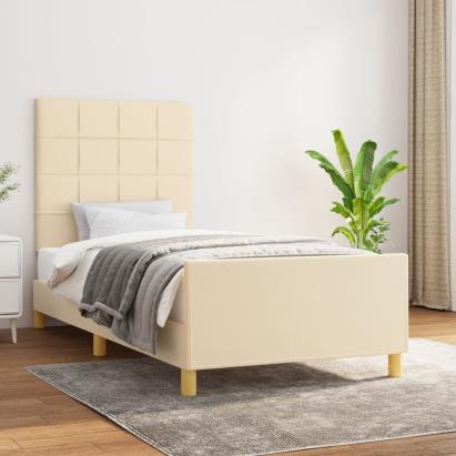 Cadru de pat cu tăblie, crem, 80x200 cm, textil GartenMobel Dekor