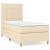 Pat box spring cu saltea, crem, 90x190 cm, textil GartenMobel Dekor