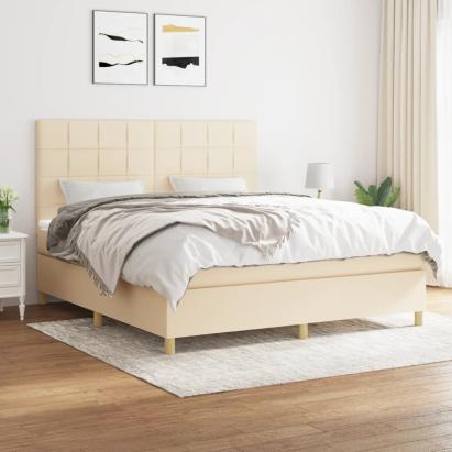 Pat continental cu saltea, crem, 180x200 cm, textil GartenMobel Dekor