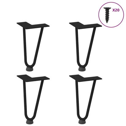 Picioare de masă în ac de păr 4 buc Negru 20 cm Oțel masiv GartenMobel Dekor
