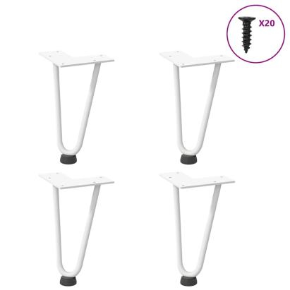 Picioare de masă în ac de păr 4 buc Oțel solid alb 20 cm GartenMobel Dekor