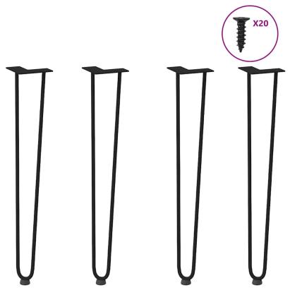 Picioare de masă în ac de păr 4 buc Negru 72 cm Oțel masiv GartenMobel Dekor