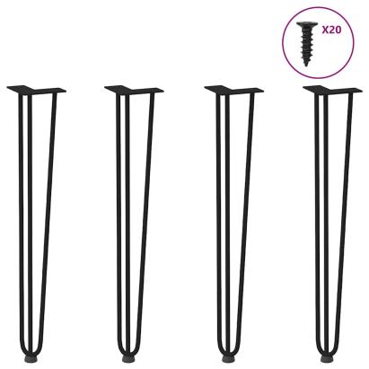Picioare de masă în ac de păr 4 buc Negru 72 cm Oțel masiv GartenMobel Dekor