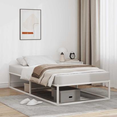 Cadru de pat fără saltea alb 100x200 cm metal GartenMobel Dekor