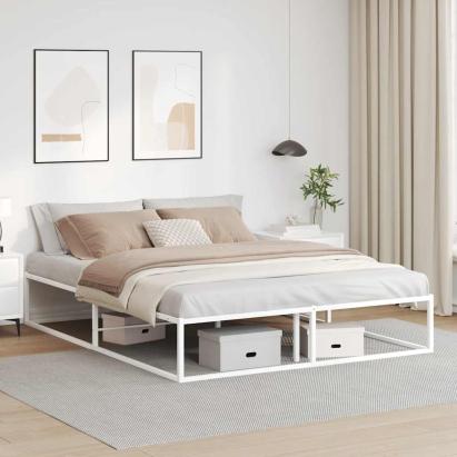 Cadru pat fără saltea alb 160x200 cm metal GartenMobel Dekor