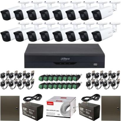 Kit 16 camere ultraprofesional Dahua Starlight 5MP IR 80m, DVR 16 canale 5MP WizSense si accesorii montaj SafetyGuard Surveillance