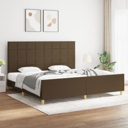 Cadru de pat fără saltea, maro închis, 200x200 cm, textil GartenMobel Dekor