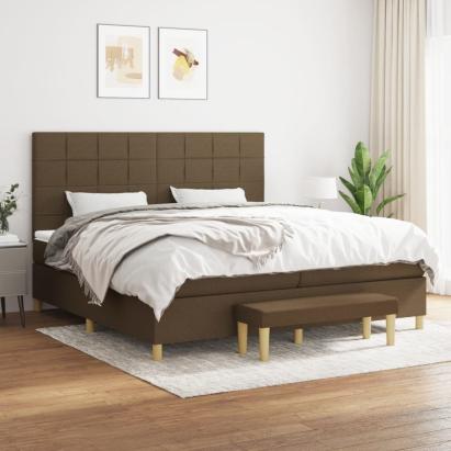 Pat box spring cu saltea, maro închis, 200x200 cm, textil GartenMobel Dekor