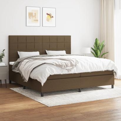 Pat box spring cu saltea, maro închis, 200x200 cm, textil GartenMobel Dekor