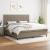 Pat box spring cu saltea, gri taupe, 200x200 cm, textil GartenMobel Dekor